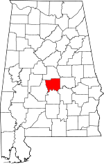 Map of Alabama showing Autauga County - Click on map for a greater detail.