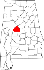 Map of Alabama showing Bibb County - Click on map for a greater detail.