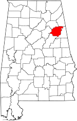 Map of Alabama showing Calhoun County - Click on map for a greater detail.