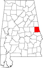 Map of Alabama showing Chambers County - Click on map for a greater detail.