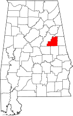 Map of Alabama showing Clay County - Click on map for a greater detail.