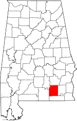 Map of Alabama showing Coffee County - Click on map for a greater detail.