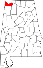 Map of Alabama showing Colbert County - Click on map for a greater detail.