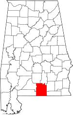 Map of Alabama showing Covington County - Click on map for a greater detail.