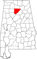 Map of Alabama showing Cullman County - Click on map for a greater detail.