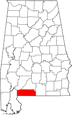 Map of Alabama showing Escambia County - Click on map for a greater detail.