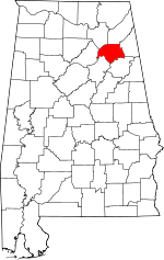 Map of Alabama showing Etowah County - Click on map for a greater detail.