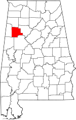 Map of Alabama showing Fayette County - Click on map for a greater detail.