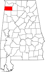 Map of Alabama showing Franklin County - Click on map for a greater detail.