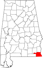 Map of Alabama showing Houston County - Click on map for a greater detail.
