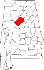 Map of Alabama showing Jefferson County - Click on map for a greater detail.