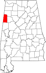 Map of Alabama showing Lamar County - Click on map for a greater detail.