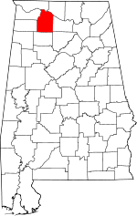 Map of Alabama showing Lawrence County - Click on map for a greater detail.