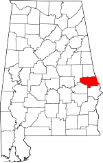 Map of Alabama showing Lee County - Click on map for a greater detail.