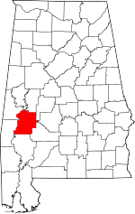 Map of Alabama showing Marengo County - Click on map for a greater detail.