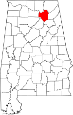 Map of Alabama showing Marshall County - Click on map for a greater detail.