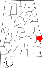 Map of Alabama showing Russell County - Click on map for a greater detail.