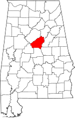 Map of Alabama showing Shelby County - Click on map for a greater detail.