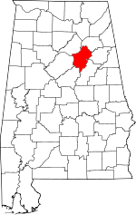 Map of Alabama showing St. Clair County - Click on map for a greater detail.