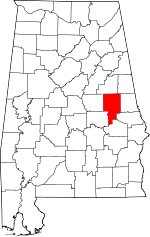 Map of Alabama showing Tallapoosa County - Click on map for a greater detail.
