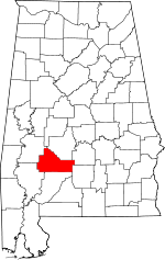 Map of Alabama showing Wilcox County - Click on map for a greater detail.