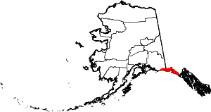 Map of Alaska showing Yakutat Borough - Click on map for a greater detail.