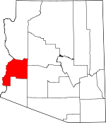Map of Arizona showing La Paz County - Click on map for a greater detail.
