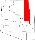 Map of Arizona showing Navajo County - Click on map for a greater detail.