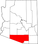 Map of Arizona showing Pima County - Click on map for a greater detail.