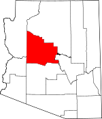 Map of Arizona showing Yavapai County - Click on map for a greater detail.