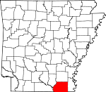 Map of Arkansas showing Ashley County - Click on map for a greater detail.