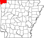 Map of Arkansas showing Benton County - Click on map for a greater detail.