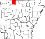 Map of Arkansas showing Boone County - Click on map for a greater detail.