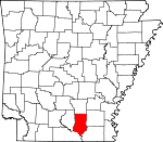 Map of Arkansas showing Bradley County - Click on map for a greater detail.