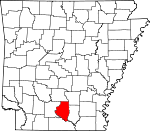 Map of Arkansas showing Calhoun County - Click on map for a greater detail.