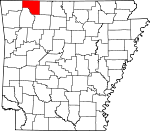 Map of Arkansas showing Carroll County - Click on map for a greater detail.
