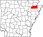 Map of Arkansas showing Craighead County - Click on map for a greater detail.