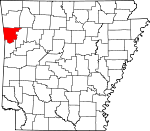 Map of Arkansas showing Crawford County - Click on map for a greater detail.