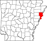 Map of Arkansas showing Crittenden County - Click on map for a greater detail.