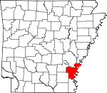Map of Arkansas showing Desha County - Click on map for a greater detail.