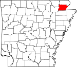 Map of Arkansas showing Greene County - Click on map for a greater detail.