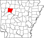Map of Arkansas showing Johnson County - Click on map for a greater detail.