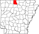 Map of Arkansas showing Marion County - Click on map for a greater detail.