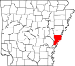 Map of Arkansas showing Phillips County - Click on map for a greater detail.