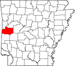 Map of Arkansas showing Scott County - Click on map for a greater detail.
