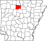 Map of Arkansas showing Searcy County - Click on map for a greater detail.