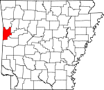 Map of Arkansas showing Sebastian County - Click on map for a greater detail.