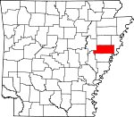 Map of Arkansas showing St. Francis County - Click on map for a greater detail.