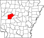 Map of Arkansas showing Yell County - Click on map for a greater detail.