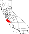 Map of California showing Monterey County - Click on map for a greater detail.